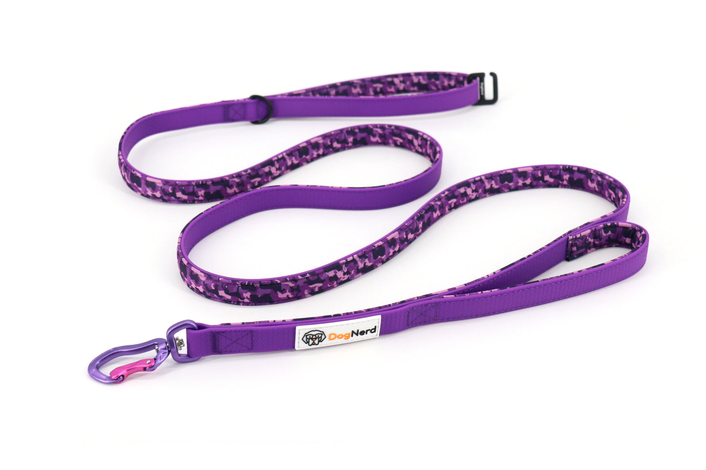 DogNerd - 8' Dual Handle Dog Leash - 3/4" Silicone Webbing & Neoprene w/ Canine Camo Pattern
