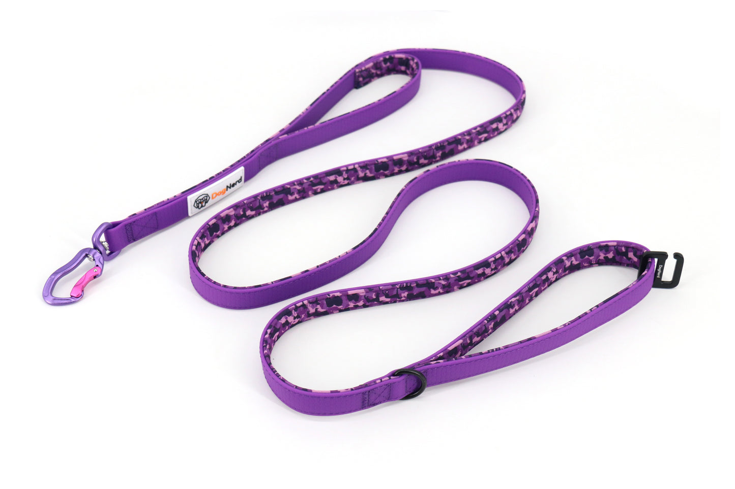 DogNerd - 8' Dual Handle Dog Leash - 3/4" Silicone Webbing & Neoprene w/ Canine Camo Pattern