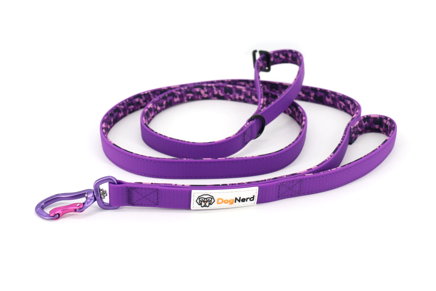 DogNerd - 8' Dual Handle Dog Leash - 3/4" Silicone Webbing & Neoprene w/ Canine Camo Pattern