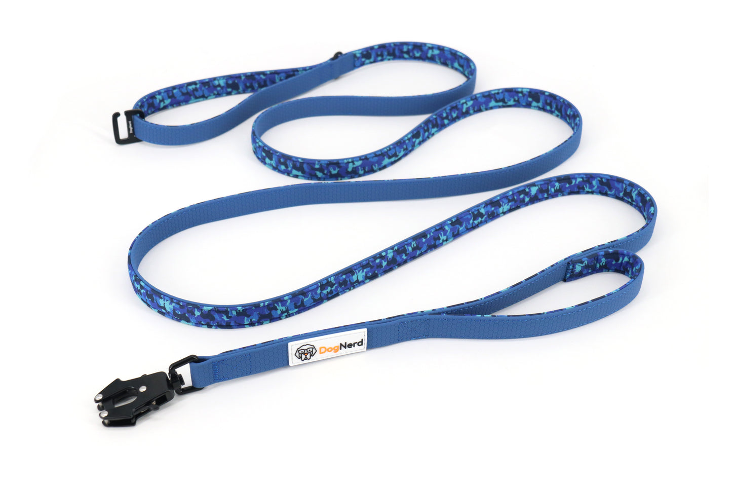 DogNerd - 8' Dual Handle Dog Leash - 3/4" Silicone Webbing & Neoprene w/ Canine Camo Pattern