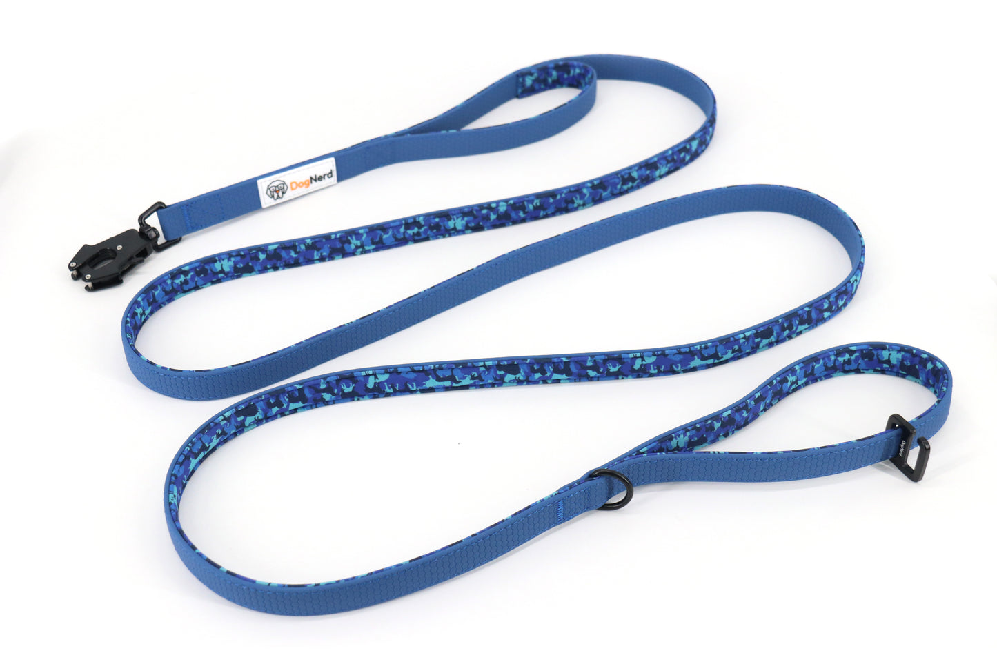 DogNerd - 8' Dual Handle Dog Leash - 3/4" Silicone Webbing & Neoprene w/ Canine Camo Pattern