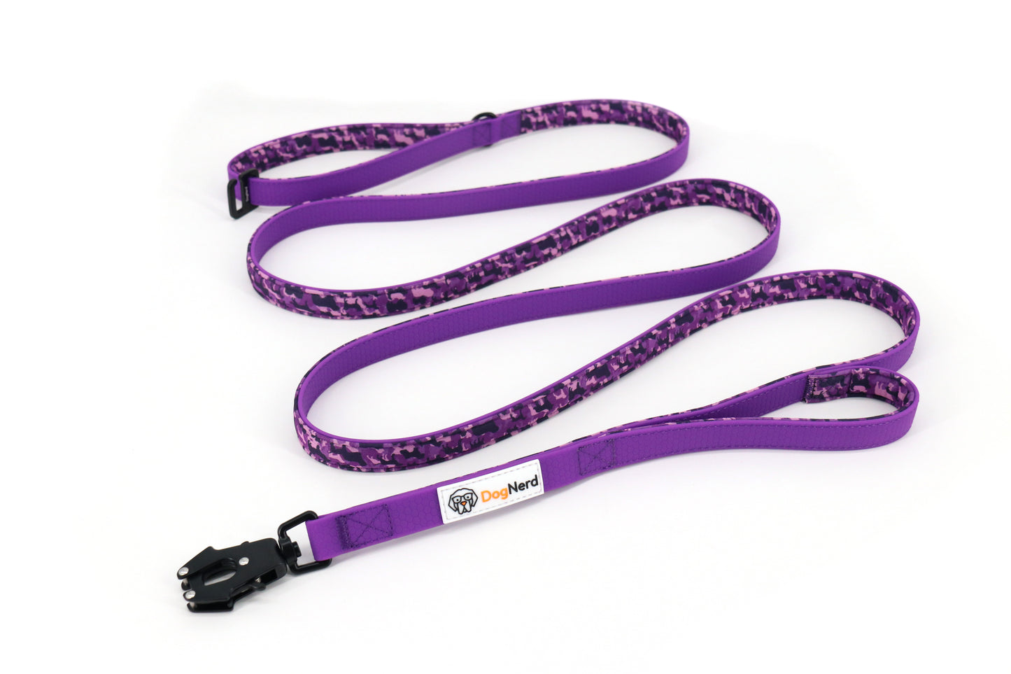 DogNerd - 8' Dual Handle Dog Leash - 3/4" Silicone Webbing & Neoprene w/ Canine Camo Pattern