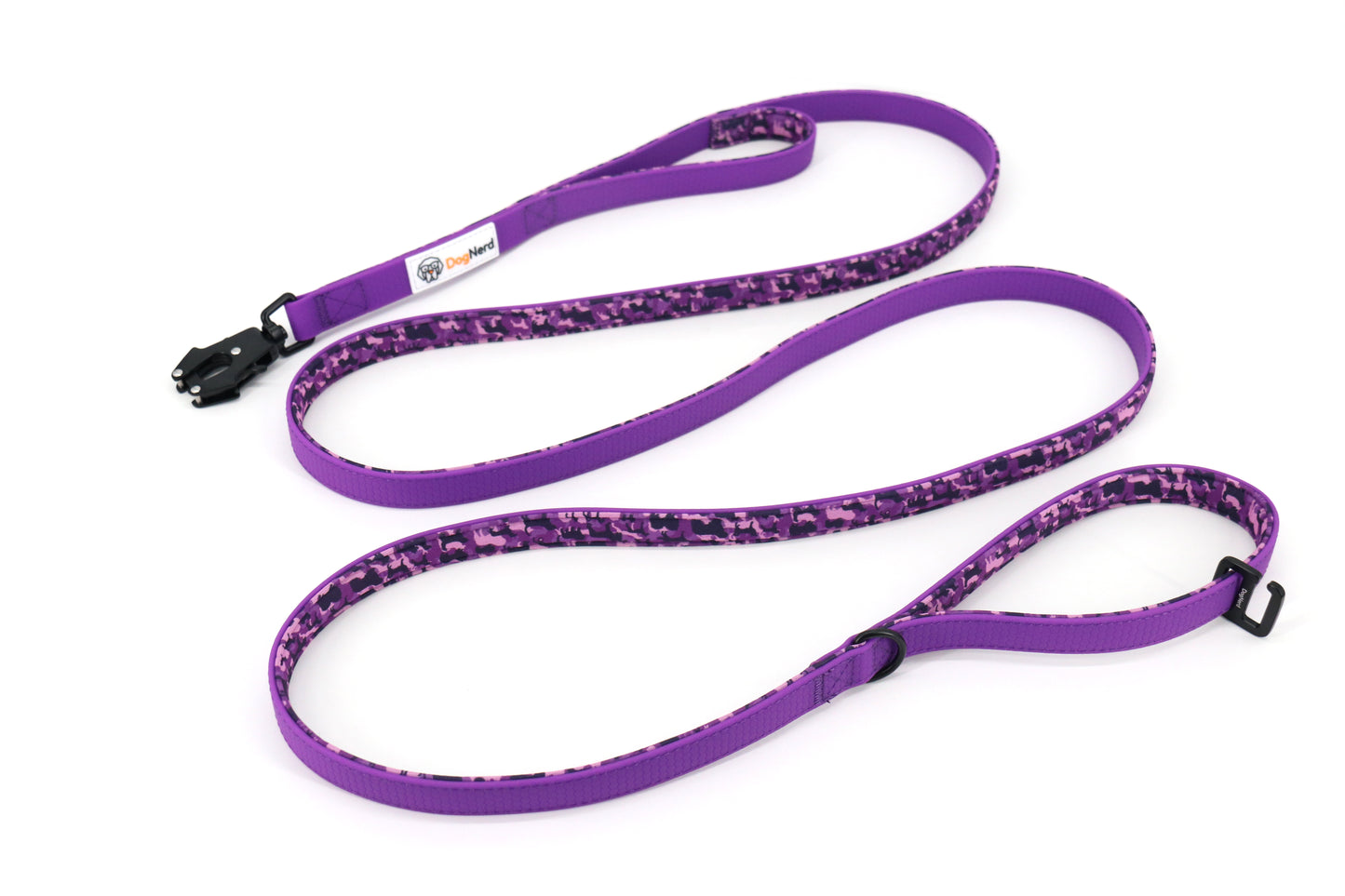 DogNerd - 8' Dual Handle Dog Leash - 3/4" Silicone Webbing & Neoprene w/ Canine Camo Pattern