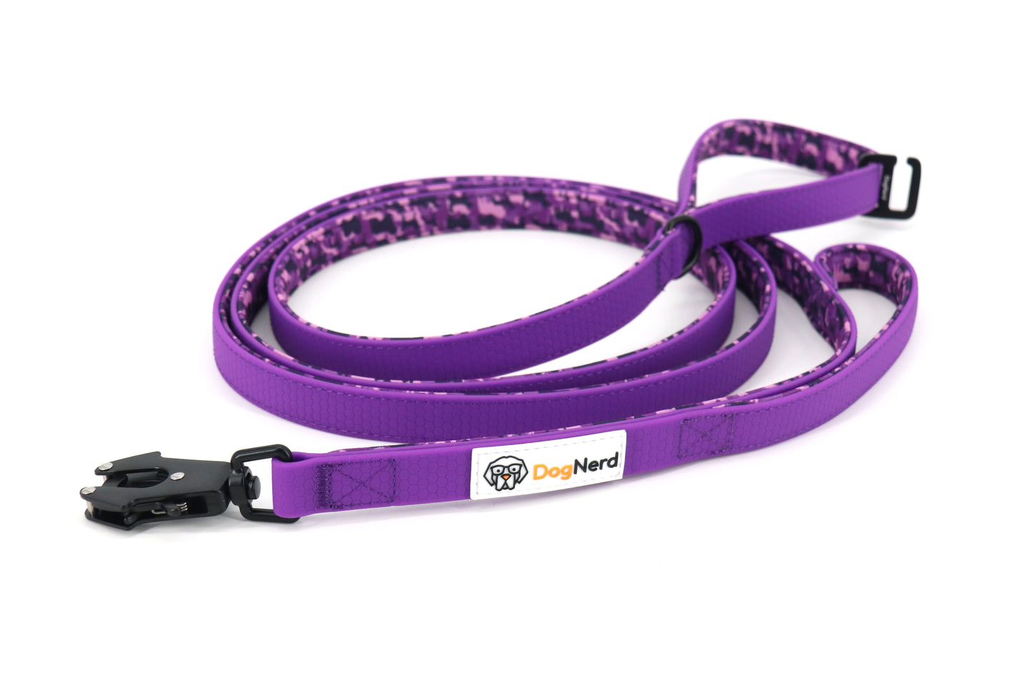 DogNerd - 8' Dual Handle Dog Leash - 3/4" Silicone Webbing & Neoprene w/ Canine Camo Pattern